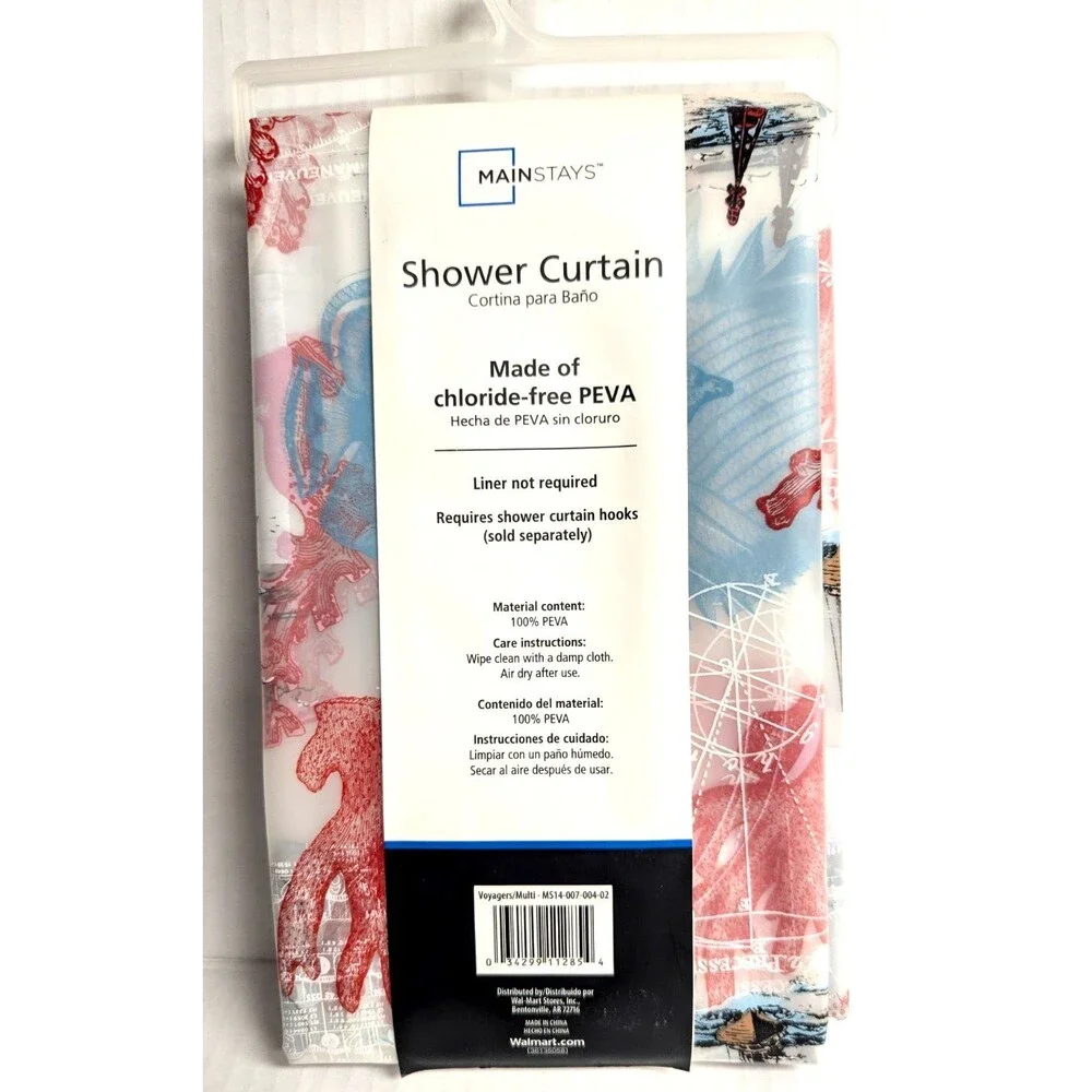 Voyagers Seafaring Vinyl Shower Curtain Chloride-free PEVA 70